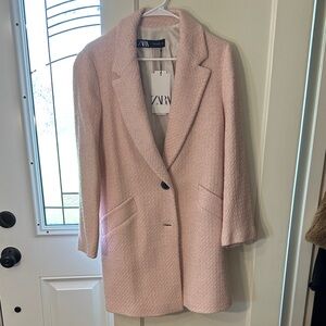Zara Women's Soft Pink Blazer Coat